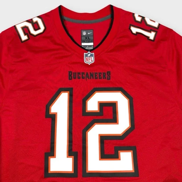 Tom Brady Jersey Mens XL Tampa Bay Buccaneers NFL Red Nike On Field Polyester - Picture 4 of 10